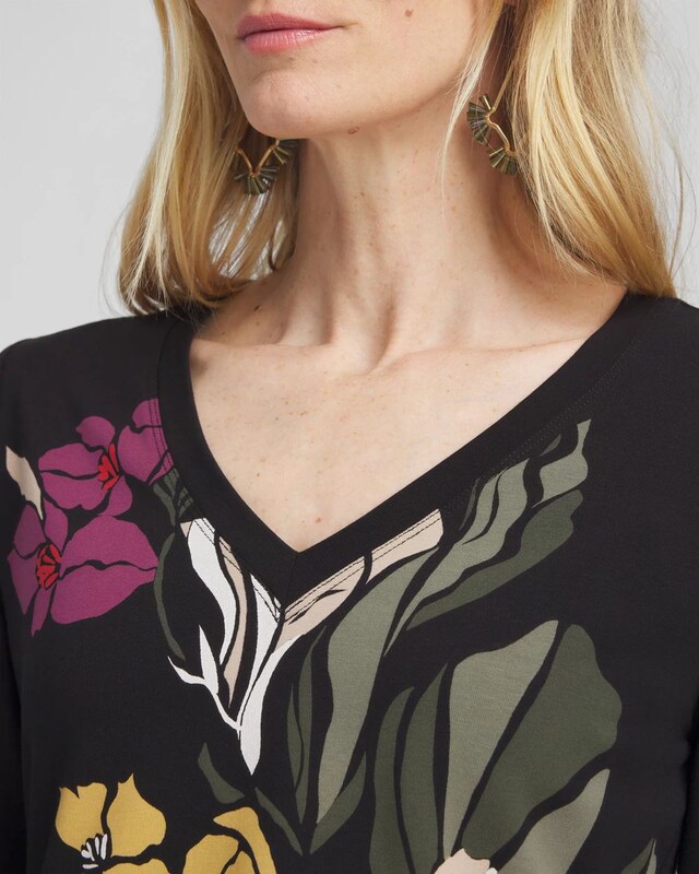 Blooms Print 3/4 Sleeve Perfect Tee - image 4